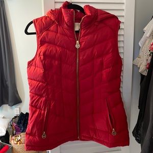 Michael Kors red puff vest with hood